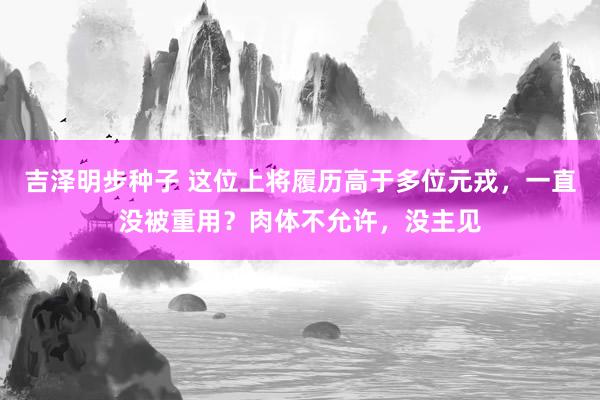 吉泽明步种子 这位上将履历高于多位元戎，一直没被重用？肉体不允许，没主见