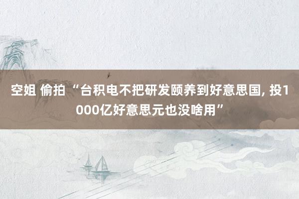 空姐 偷拍 “台积电不把研发颐养到好意思国, 投1000亿好意思元也没啥用”